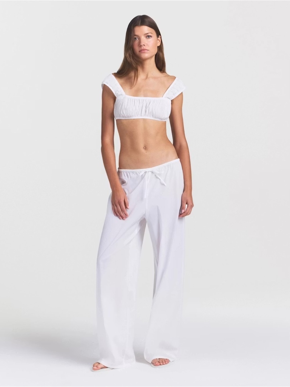 SKIMS | Women's Beachy Boho Coastal Cotton Poplin Wide Leg Pants Size M NWT